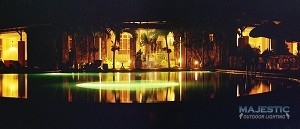 pool lit at night