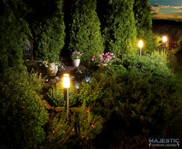 A Picture of an Illuminated Home Garden.