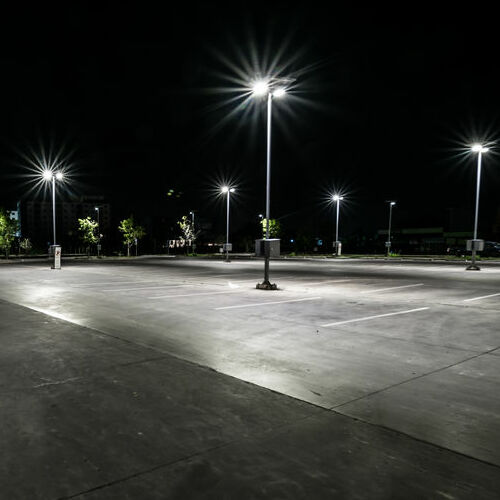 An Empty Well-Lighted Parking Lot